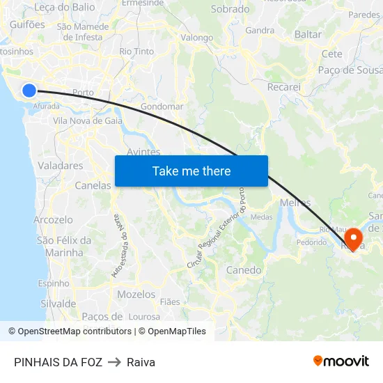PINHAIS DA FOZ to Raiva map
