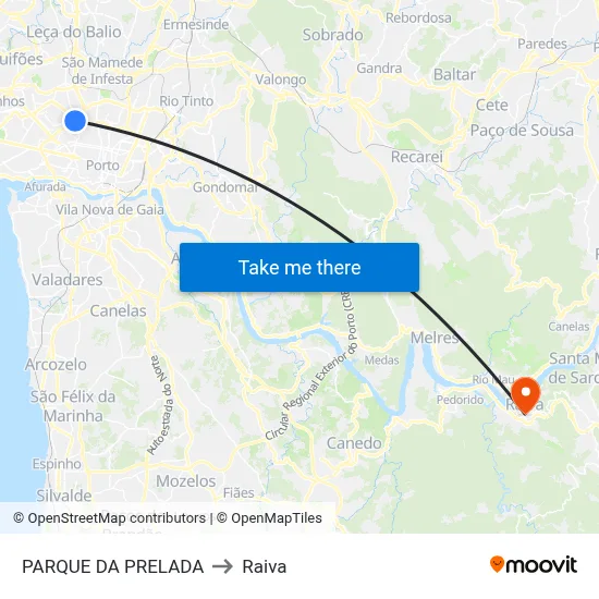 PARQUE DA PRELADA to Raiva map