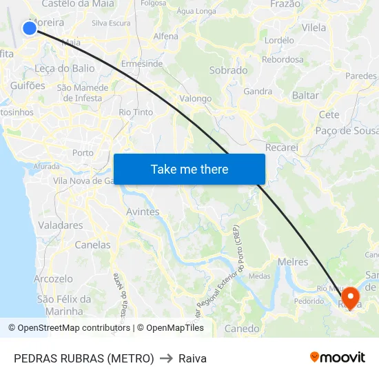 PEDRAS RUBRAS (METRO) to Raiva map