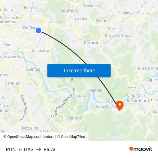 PONTELHAS to Raiva map