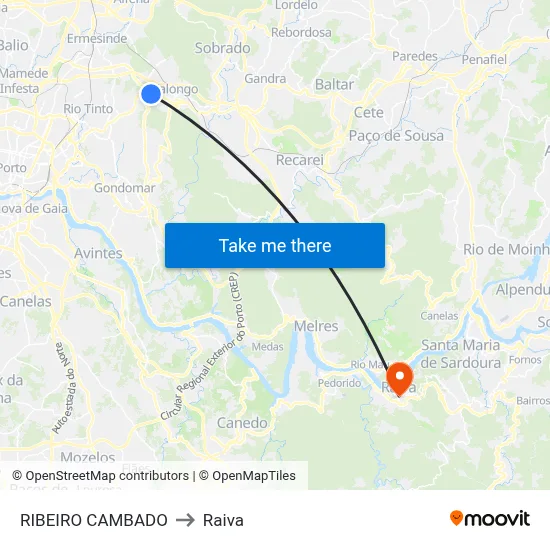 RIBEIRO CAMBADO to Raiva map