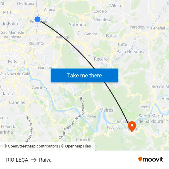RIO LEÇA to Raiva map