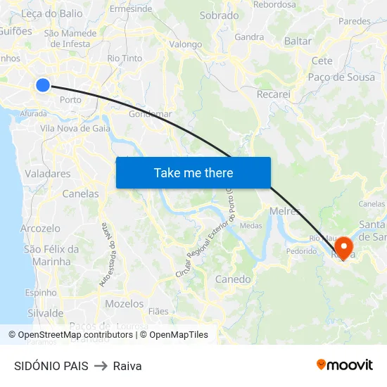 SIDÓNIO PAIS to Raiva map
