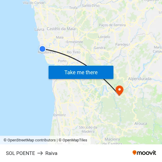 SOL POENTE to Raiva map