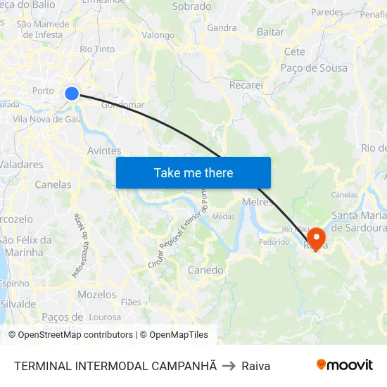 TERMINAL INTERMODAL CAMPANHÃ to Raiva map