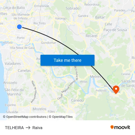 TELHEIRA to Raiva map