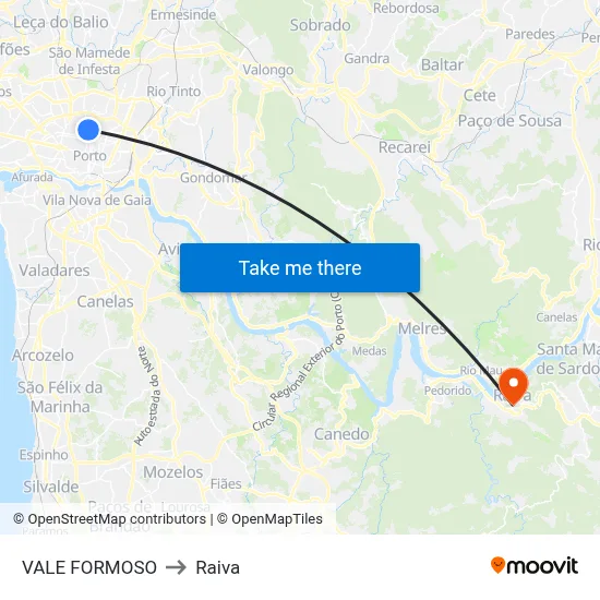 VALE FORMOSO to Raiva map