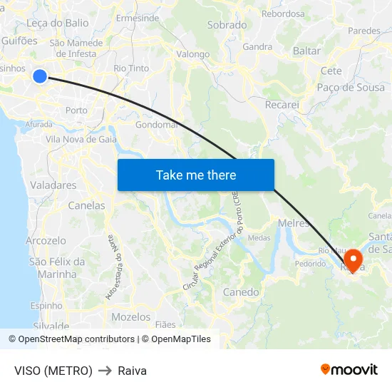 VISO (METRO) to Raiva map