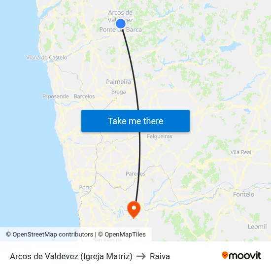 Arcos de Valdevez (Igreja Matriz) to Raiva map