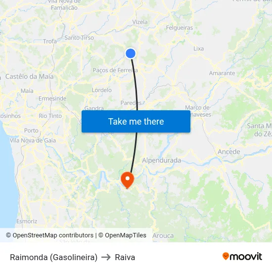 Raimonda (Gasolineira) to Raiva map