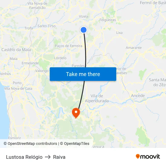 Lustosa Relógio to Raiva map