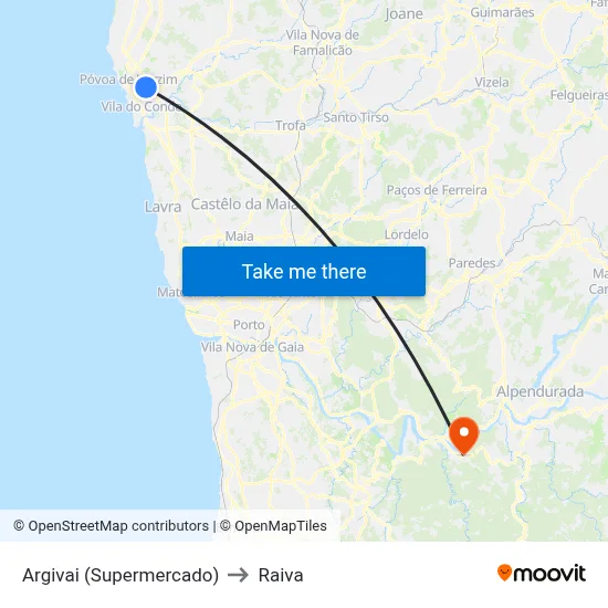 Argivai (Supermercado) to Raiva map