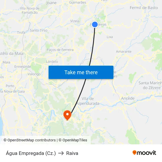 Água Empregada (Cz.) to Raiva map