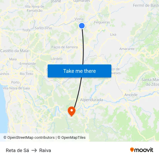 Reta de Sá to Raiva map