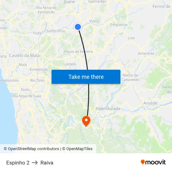 Espinho 2 to Raiva map