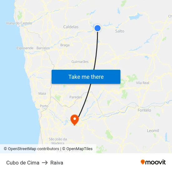 Cubo de Cima to Raiva map