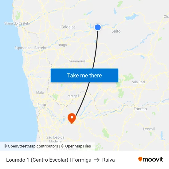 Louredo 1 (Centro Escolar) | Formiga to Raiva map