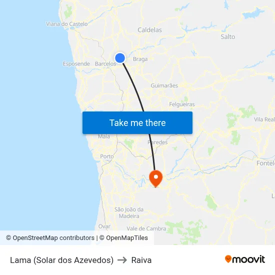 Lama (Solar dos Azevedos) to Raiva map