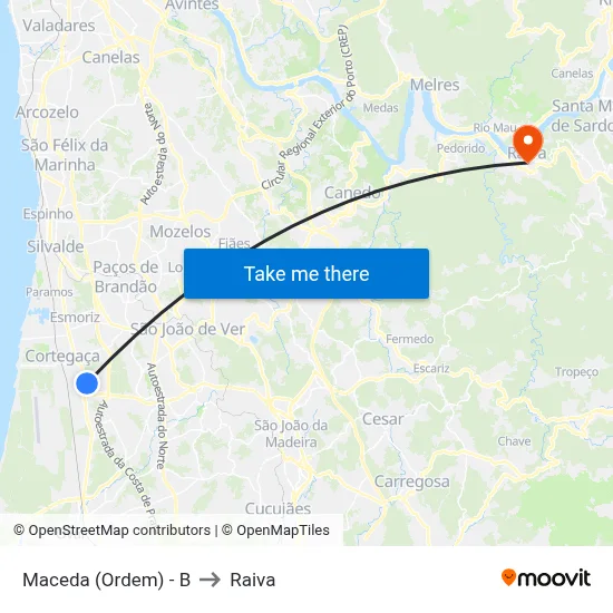 Maceda (Ordem) - B to Raiva map