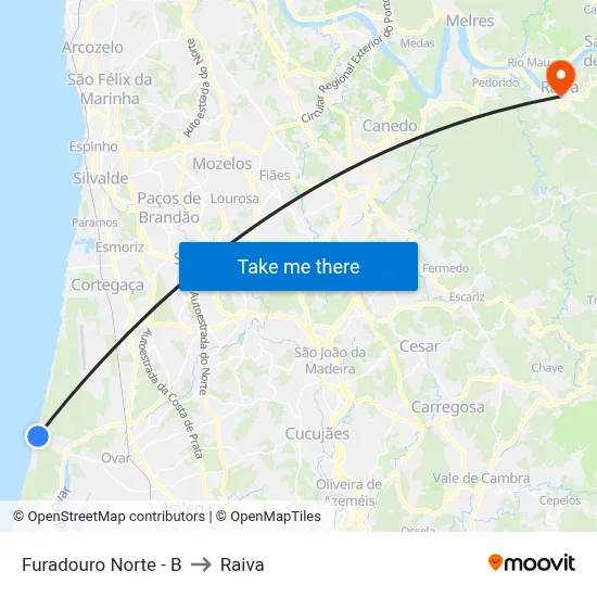 Furadouro Norte - B to Raiva map