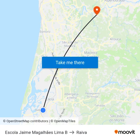 Escola Jaime Magalhães Lima B to Raiva map