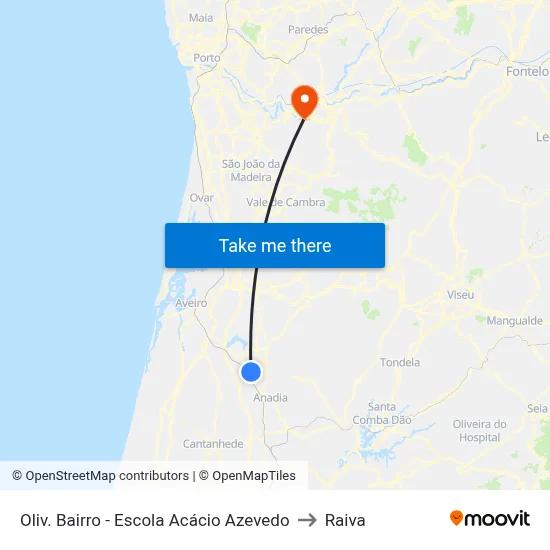 Oliv. Bairro - Escola Acácio Azevedo to Raiva map