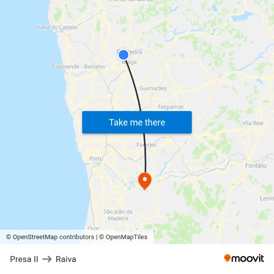 Presa II to Raiva map