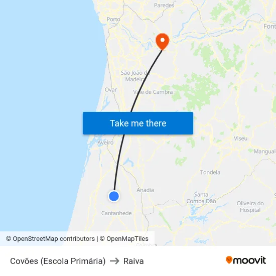 Covões (Escola Primária) to Raiva map