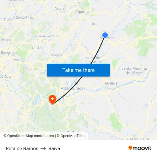 Reta de Ramos to Raiva map