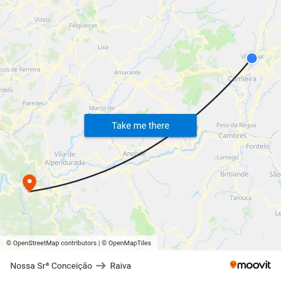 Nossa Srª Conceição to Raiva map