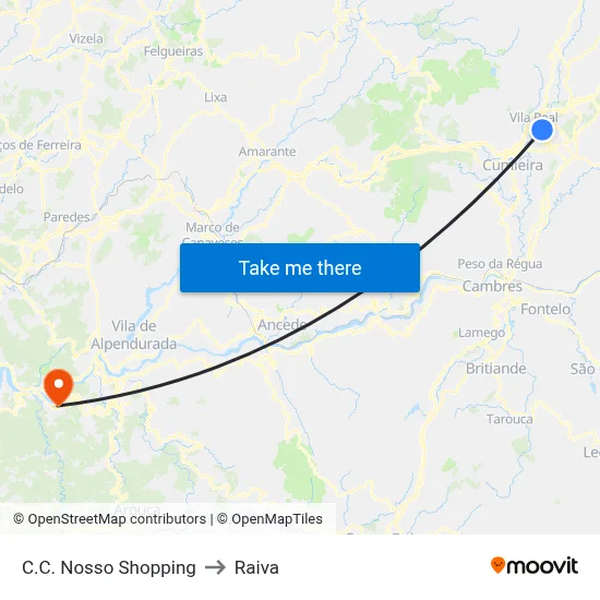 C.C. Nosso Shopping to Raiva map