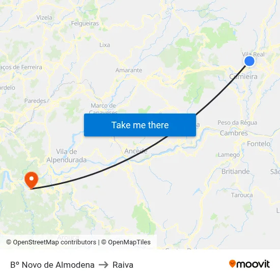 Bº Novo de Almodena to Raiva map