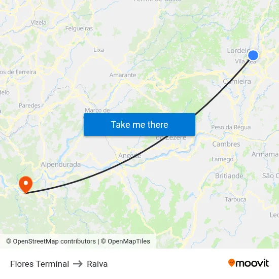 Flores Terminal to Raiva map