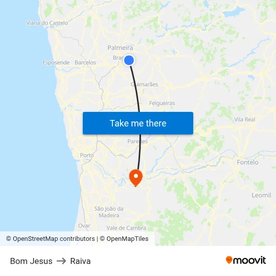 Bom Jesus to Raiva map