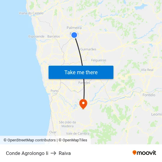 Conde Agrolongo Ii to Raiva map
