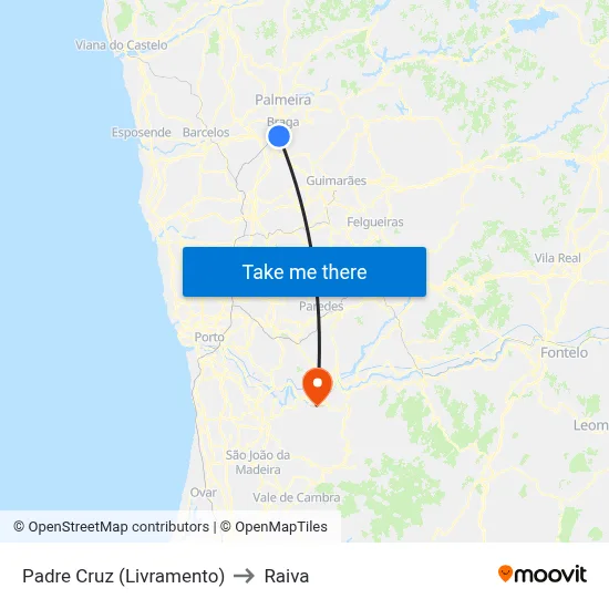 Padre Cruz (Livramento) to Raiva map