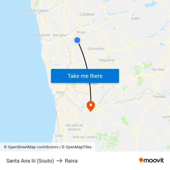 Santa Ana Iii (Souto) to Raiva map