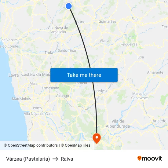 Várzea (Pastelaria) to Raiva map