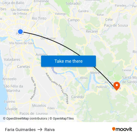 Faria Guimarães to Raiva map