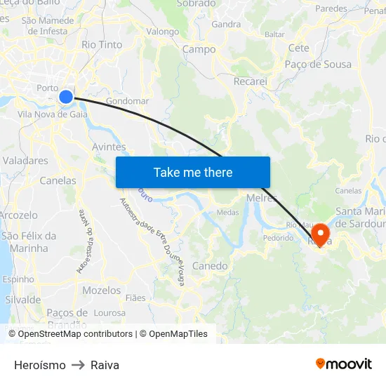 Heroísmo to Raiva map