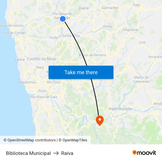Biblioteca Municipal to Raiva map
