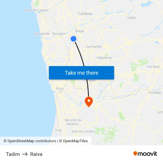 Tadim to Raiva map