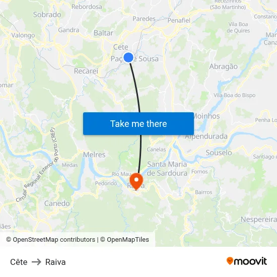 Cête to Raiva map
