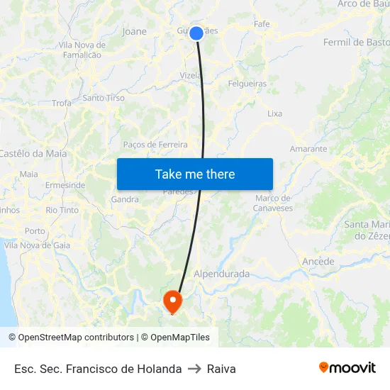 Esc. Sec. Francisco de Holanda to Raiva map
