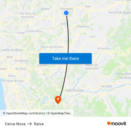 Cerca Nova to Raiva map