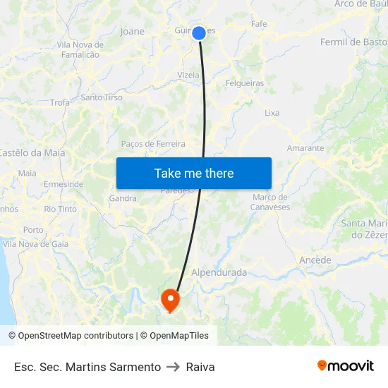 Esc. Sec. Martins Sarmento to Raiva map