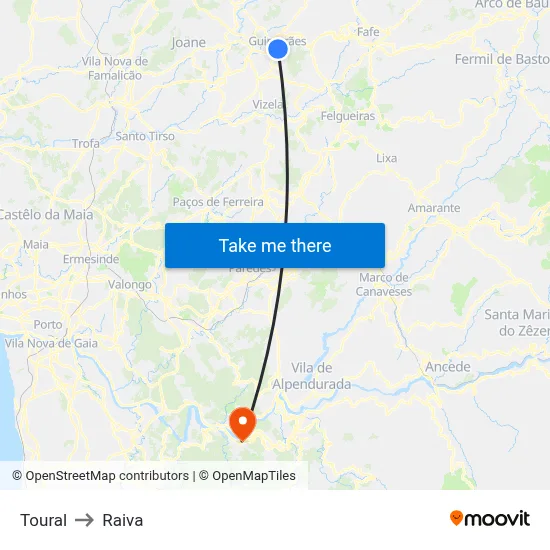 Toural to Raiva map