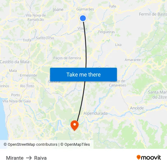 Mirante to Raiva map