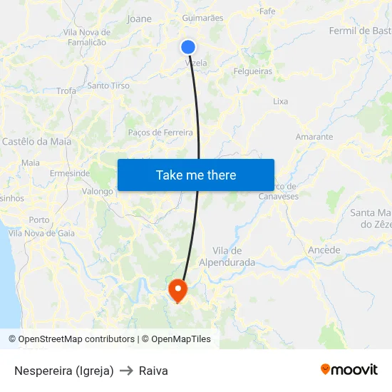 Nespereira (Igreja) to Raiva map