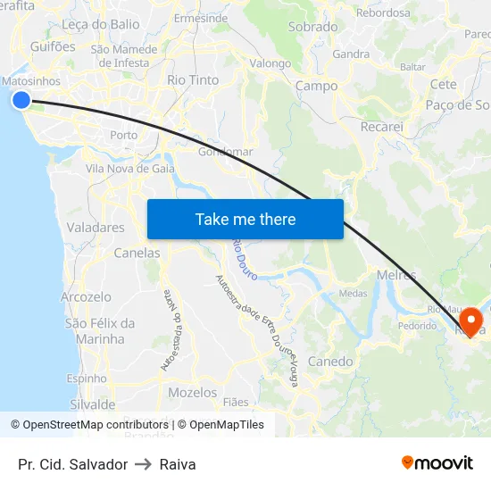 Pr. Cid. Salvador to Raiva map